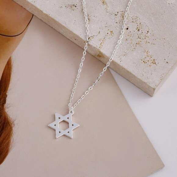 Women 14k Gold Plated Delicate Tiny Love Heart Star Of David Everyday Jewelry - Picture 6 of 7